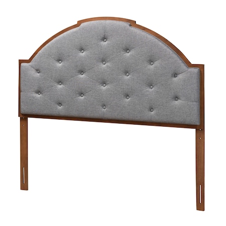 Baxton Studio Madeline Classic and Traditional Grey Fabric and Walnut Brown Finished Wood Queen Size Headboard 237-12652-ZORO